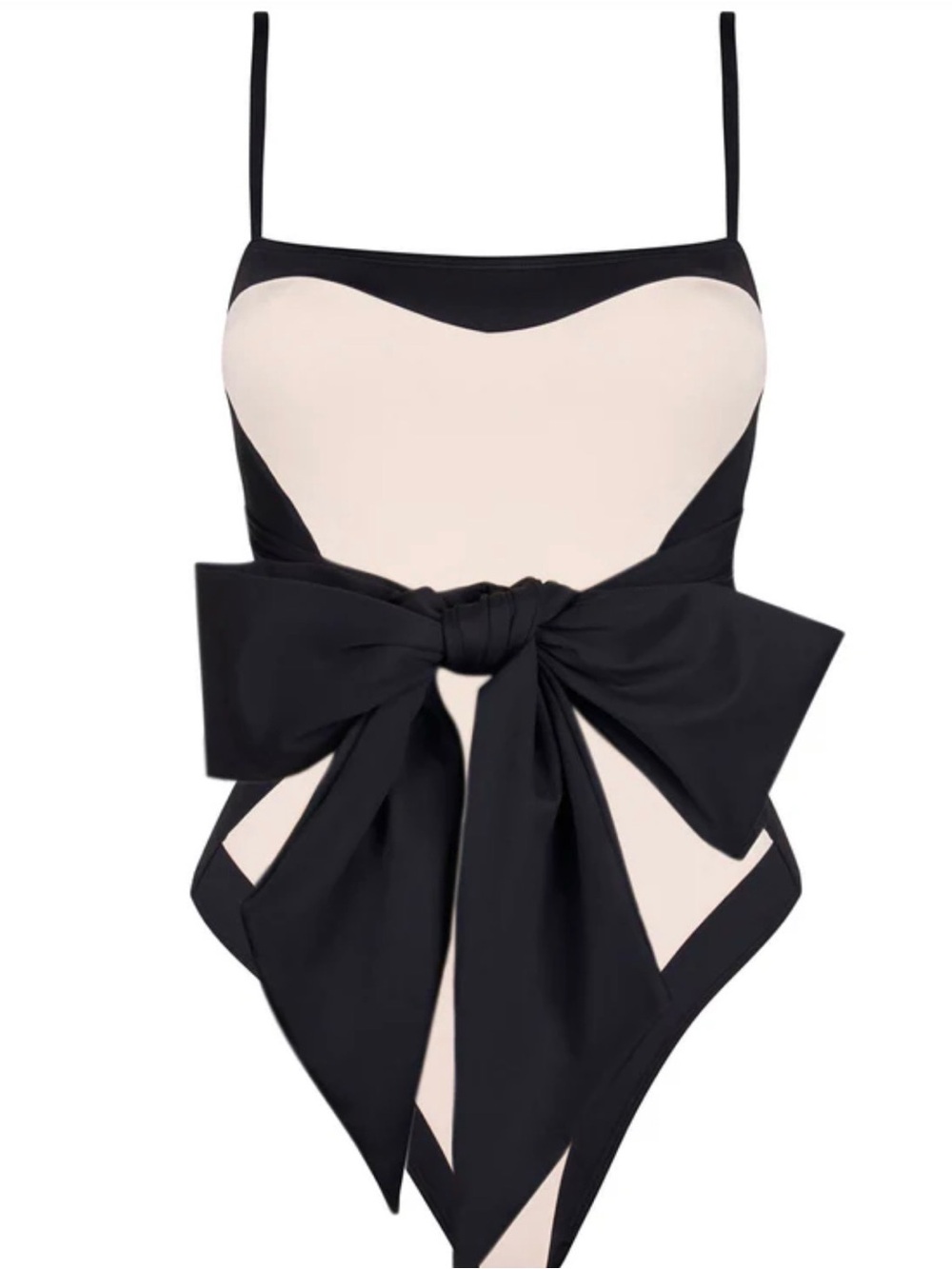 TA3 SASHY Frame Oat/Black Heart-Front One-Piece Swimsuit with Statement Bow